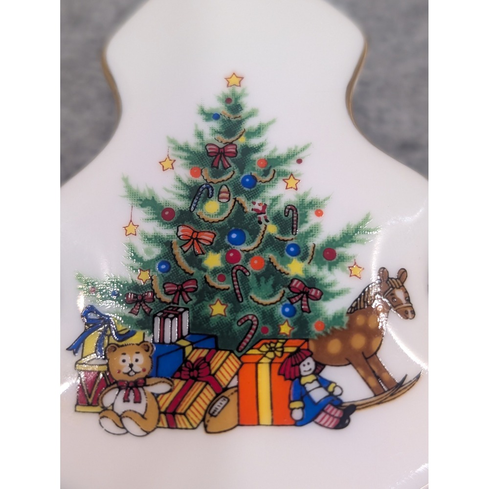Papel Christmas Morning Tree Trinket Box Japan White Porcelain Gold Trim - Picture 4 of 6
